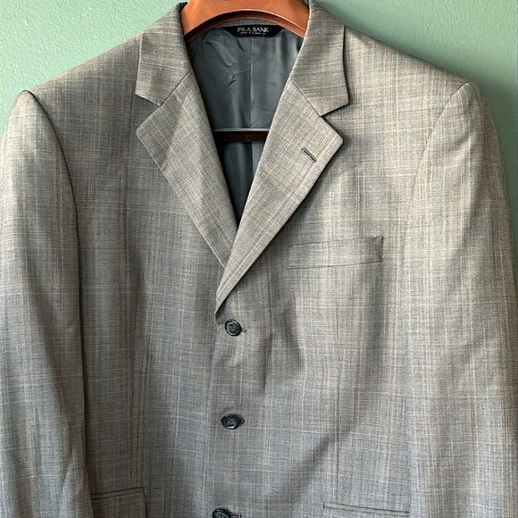 Men’s Jos A Bank Sz 42S 4 buttons cuff vintage grey plaid business blazer top - Picture 6 of 12